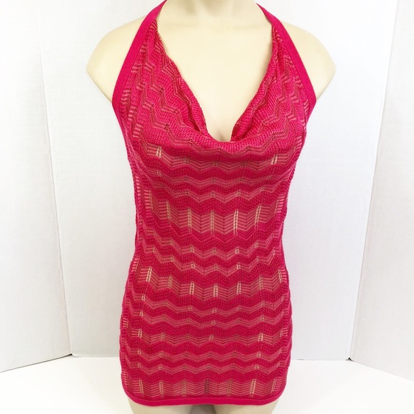NWT Bebe Drape Front Wave Stitch Halter Top ❤️ - Picture 4 of 8